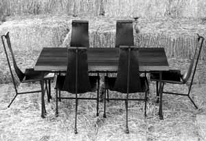 Dining Table, six chairs, redwood